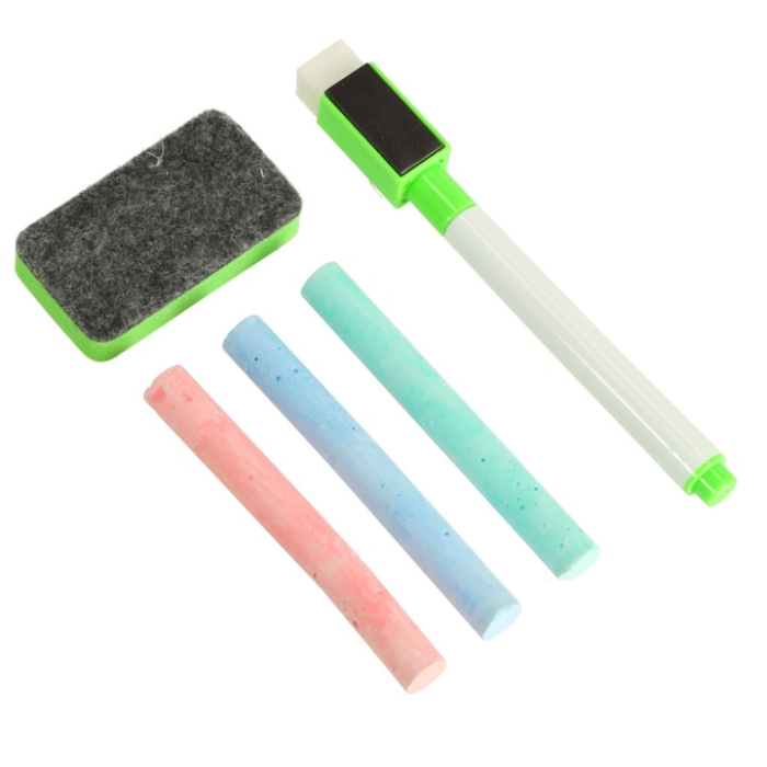 Tabla magnetica educationala din lemn pentru copii VarioShop®, fata-verso, puzzle-uri magnetice, marker, creta, joc creativ, scris si desenat, dimensiune 30 x 23 cm [6]