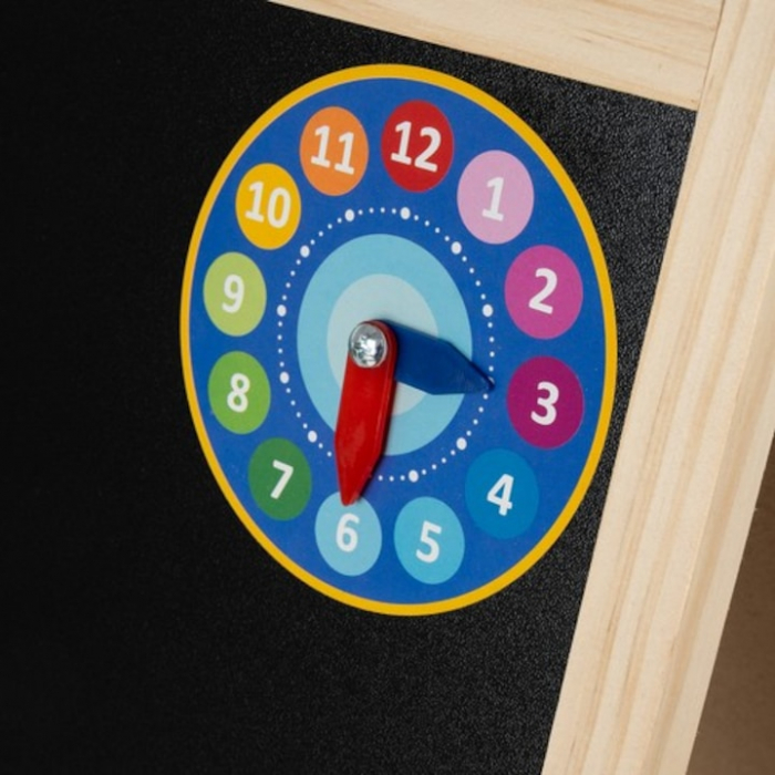 Tabla magnetica interactiva 2 in 1 VarioShop®, compacta, fata dubla, include marker, creta, burete, set de numere, non-toxic, lemn, 43 x 43 cm, Negru/Bej [4]