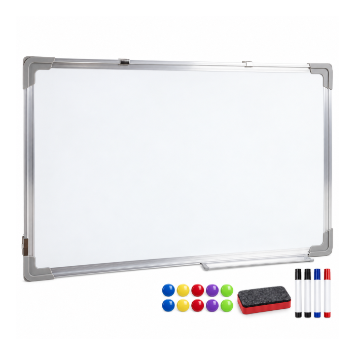 Tabla magnetica VarioShop®, whiteboard, markere colorate, magneti si burete, montare verticala sau orizontala, pentru birou, scoala, acasa, 90x60 cm [1]