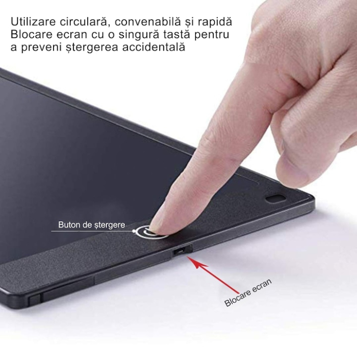 Tableta grafica cu ecran LCD de scris sau desenat VarioShop®, buton de stergere, functie de blocare, ultra-subtire, 8.5 inch, Negru [2]