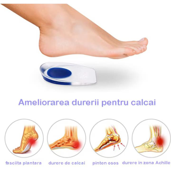 Talpi gel pentru calcai 40-46 VarioShop®, confort sporit, amortizare superioara si protectie impotriva durerilor de picioare, 1.7 x 11.2 x 6.5 cm, Transparent [3]