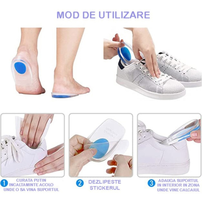 Talpi gel pentru calcai 40-46 VarioShop®, confort sporit, amortizare superioara si protectie impotriva durerilor de picioare, 1.7 x 11.2 x 6.5 cm, Transparent [4]