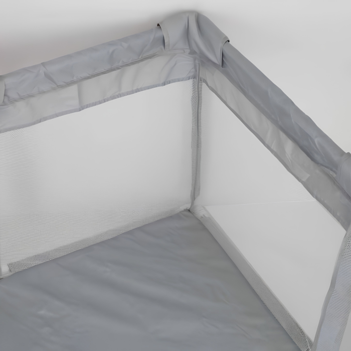 Tarc de joaca pliabil VarioShop®, pentru bebelusi 6 luni+, cu plasa de supraveghere si intrare laterala, 125 x 125 x 64 cm, gri/alb [12]