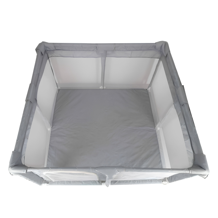 Tarc de joaca pliabil VarioShop®, pentru bebelusi 6 luni+, cu plasa de supraveghere si intrare laterala, 125 x 125 x 64 cm, gri/alb [10]
