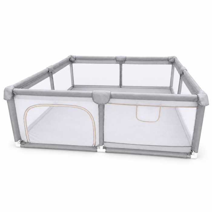 Tarc de joaca pliabil VarioShop®, pentru bebelusi 6 luni+, cu plasa respirabila pentru supravegherea copilului, 150 x 200 x 61 cm, gri [9]