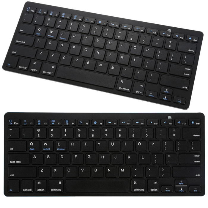 Tastatura wireless Bluetooth universala VarioShop®, compatibila cu PC, iPad, Mac, Android, iOS, profil jos, 78 taste, design subtire si portabil, antiderapanta, ideala pentru birou si calatorii, Negru [10]