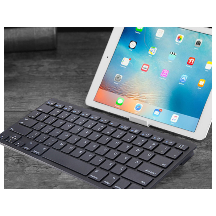Tastatura wireless Bluetooth universala VarioShop®, compatibila cu PC, iPad, Mac, Android, iOS, profil jos, 78 taste, design subtire si portabil, antiderapanta, ideala pentru birou si calatorii, Negru [6]