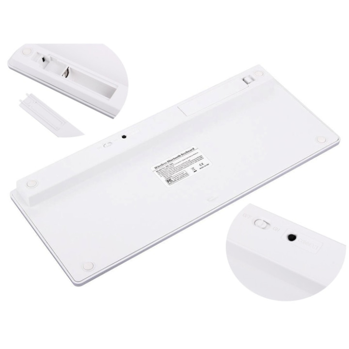 Tastatura wireless Bluetooth universala VarioShop®, compatibila cu PC, iPad, Mac, Android, iOS, profil jos, 78 taste, design subtire si portabil, antiderapanta, ideala pentru birou si calatorii, Alb [9]