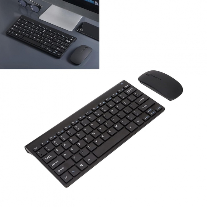 Tastatura wireless VarioShop®, design compact si subtire, compatibilitate universala, conectivitate 2.4GHz, economisire energie, 28.5 x 13.3 x 1.9 cm, Negru [10]