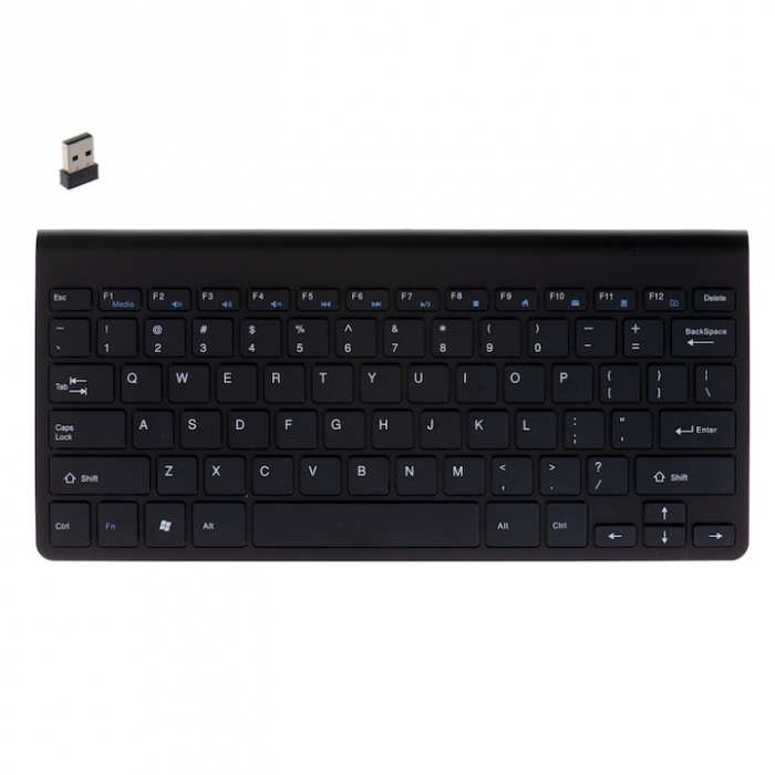 Tastatura wireless VarioShop®, design compact si subtire, compatibilitate universala, conectivitate 2.4GHz, economisire energie, 28.5 x 13.3 x 1.9 cm, Negru [5]