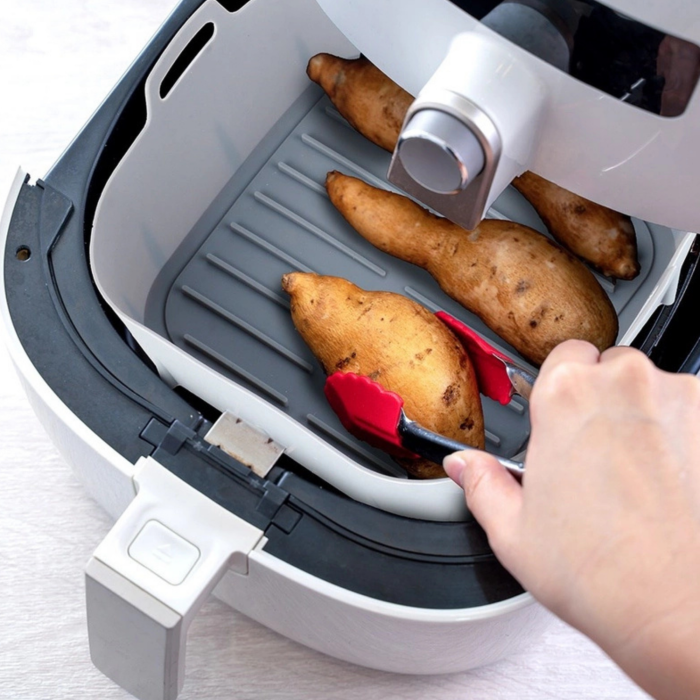 Tava de protectie din silicon pentru Air Fryer VarioShop®, pentru friteuza, prajit, copt, cos reutilizabil 20 x 20 cm, ideal pentru gatit sanatos si curatare usoara, Gri [3]