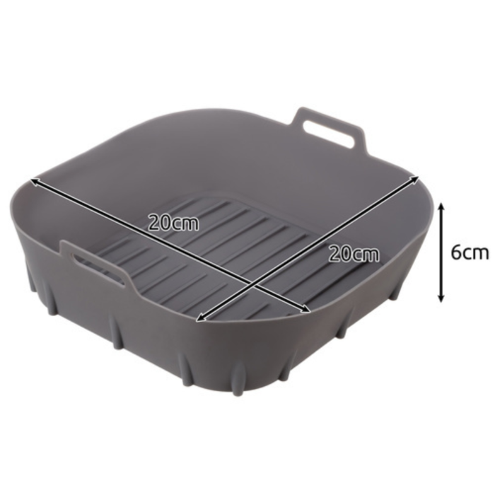 Tava de protectie din silicon pentru Air Fryer VarioShop®, pentru friteuza, prajit, copt, cos reutilizabil 20 x 20 cm, ideal pentru gatit sanatos si curatare usoara, Gri [12]