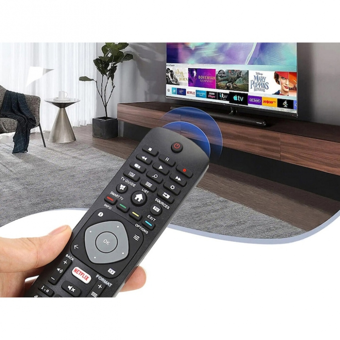 Telecomanda universala pentru televizoarele Philips VarioShop®, cu functie Smart, compatibila cu modelele vechi si noi, 20.5 x 5 cm, Negru [11]