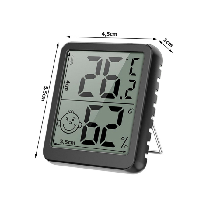 Termometru digital cu higrometru pentru interior VarioShop®, afisaj LCD, indicatie nivel confort, wireless, interval temperatura -50°C pana la +70°C, umiditate 10-99%, baterie inclusa, Negru [4]