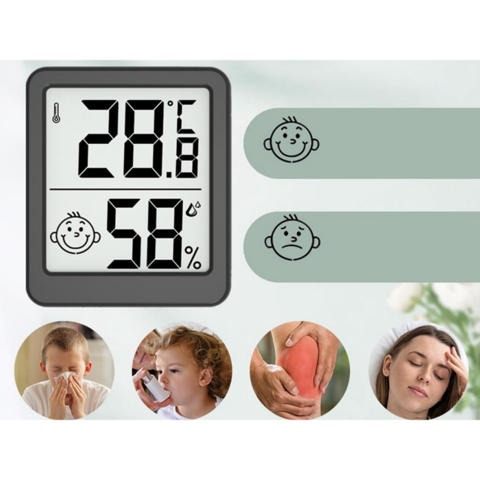 Termometru digital cu higrometru pentru interior VarioShop®, afisaj LCD, indicatie nivel confort, wireless, interval temperatura -50°C pana la +70°C, umiditate 10-99%, baterie inclusa, Negru [3]