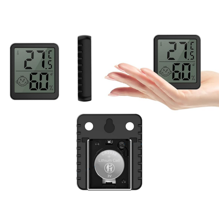 Termometru digital cu higrometru pentru interior VarioShop®, afisaj LCD, indicatie nivel confort, wireless, interval temperatura -50°C pana la +70°C, umiditate 10-99%, baterie inclusa, Negru [10]