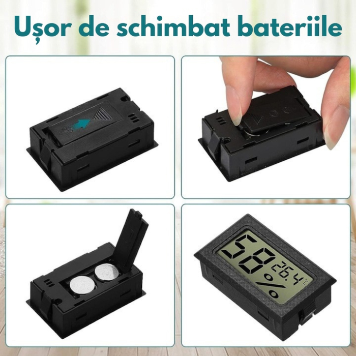 Termometru si higrometru digital VarioShop®, umiditate si temperatura, - 50-70°C, 10%-99% RH, baterii incluse, Negru [4]