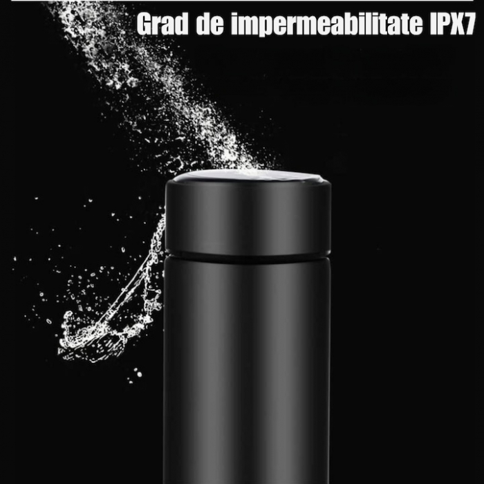 Termos smart cu afisaj LED VarioShop®, Afisarea Temperaturii, Pastreaza Bautura Fierbinte sau Rece timp de 12 ore, Otel Inoxidabil, Capacitate 500 ml, Dimensiune 21.5 x 6.7 cm, Negru [8]