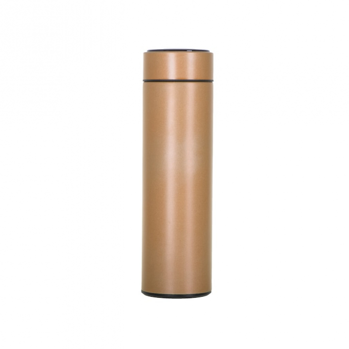 Termos smart cu afisaj LED VarioShop®, Afisarea Temperaturii, Pastreaza Bautura Fierbinte sau Rece timp de 12 ore, Otel Inoxidabil, Capacitate 500 ml, Dimensiune 21.5 x 6.7 cm, Auriu [16]