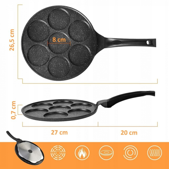Tigaie Multifunctionala VarioShop®, Aluminiu, Antiaderenta, 7 compartimente, 26.5 cm, Negru [5]
