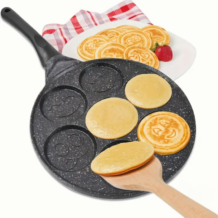 Tigaie pentru clatite cu 7 forme Smile Pancakes VarioShop®, Diametru 26 cm, 7 zone de gatit, Confectionata din otel antiaderent, Acoperire ceramica, Compatibila cu plite cu inductie, electrice, cerami [2]