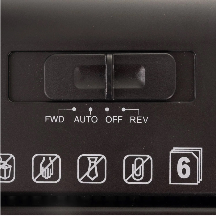 Tocator automat de hartie VarioShop®, taiere 6 mm, functie AUTO/REV/FWD/OFF, cos 10 L, nivel securitate P-2, protectie supraincalzire, negru [14]