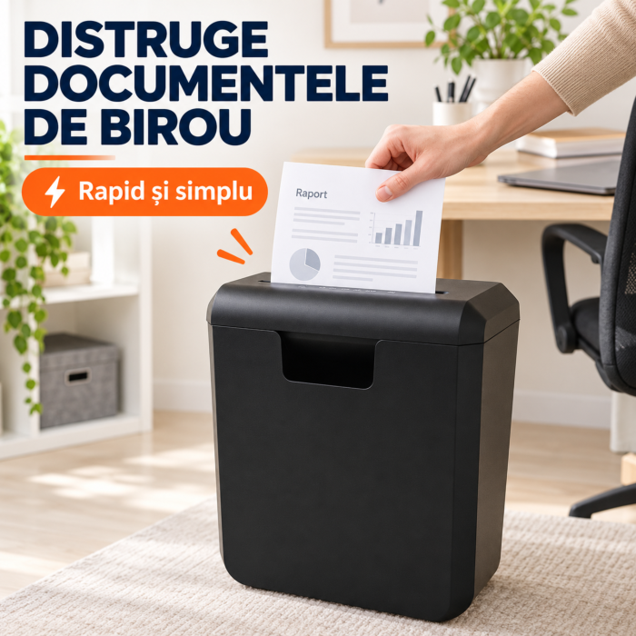 Tocator automat de hartie VarioShop®, taiere 6 mm, functie AUTO/REV/FWD/OFF, cos 10 L, nivel securitate P-2, protectie supraincalzire, negru [2]