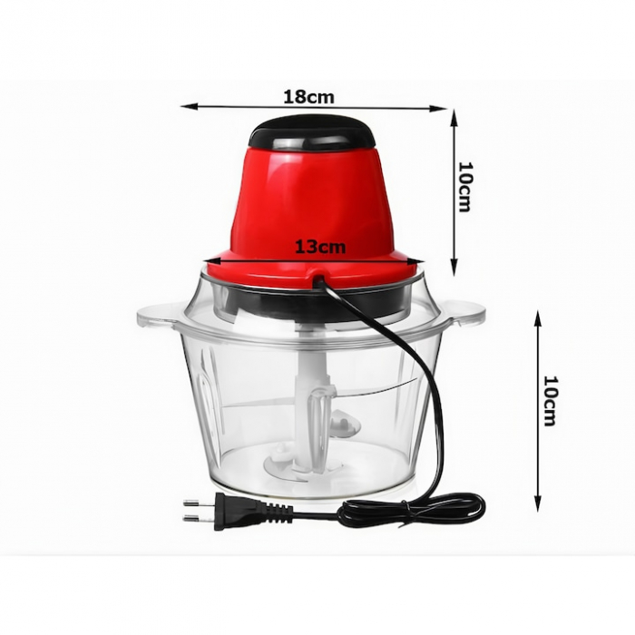 Tocator Electric Multifunctional VarioShop®, pentru Carne, Fructe si Legume, 4 lame, Capacitate 2 litri, Culoare Rosu [2]