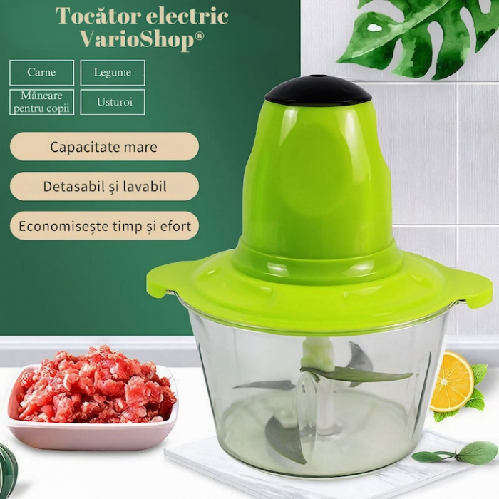 Tocator Electric Multifunctional VarioShop®, pentru Carne, Fructe si Legume, 4 lame, Capacitate 2 litri, Culoare Verde [3]