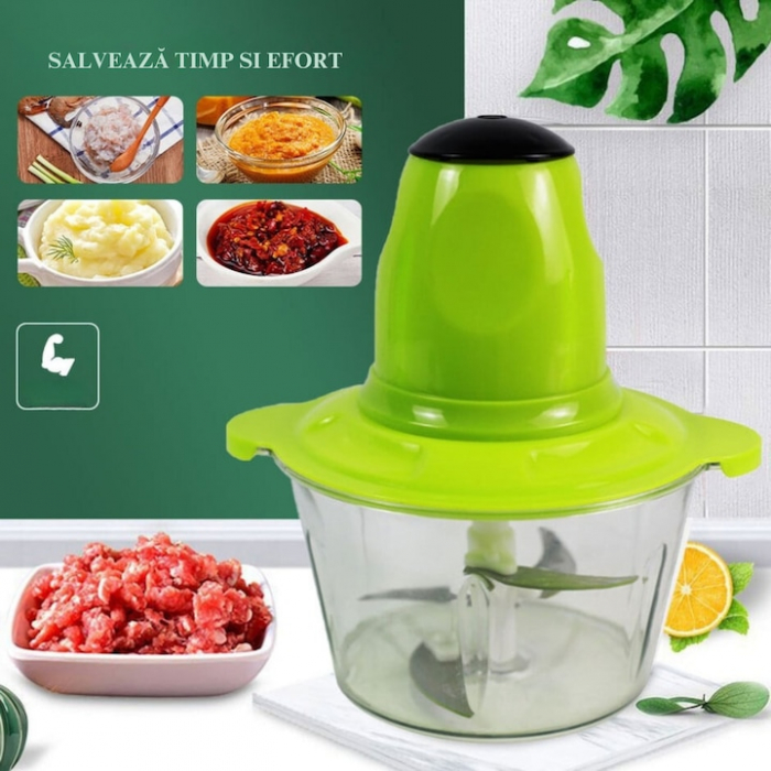 Tocator Electric Multifunctional VarioShop®, pentru Carne, Fructe si Legume, 4 lame, Capacitate 2 litri, Culoare Verde [4]