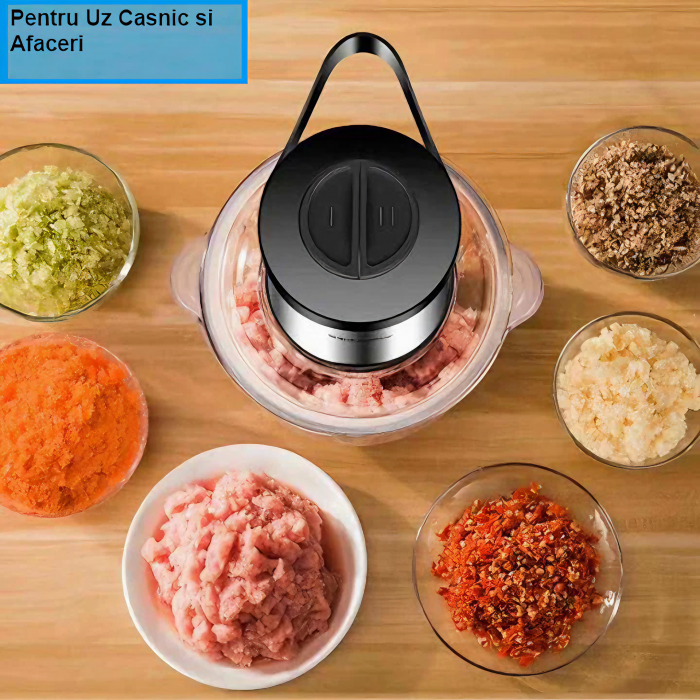 Tocator electric multifunctional VarioShop®, pentru Carne, Fructe si Legume, din inox de inalta calitate, cu 2 viteze si capacitate de 2 litri, 3 lame din otel inoxidabil si motor puternic 250W, argin [2]