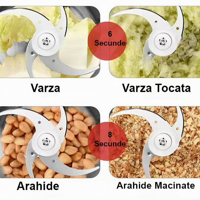 Tocator electric multifunctional VarioShop®, pentru Carne, Fructe si Legume, din inox de inalta calitate, cu 2 viteze si capacitate de 2 litri, 3 lame din otel inoxidabil si motor puternic 250W, argin [3]