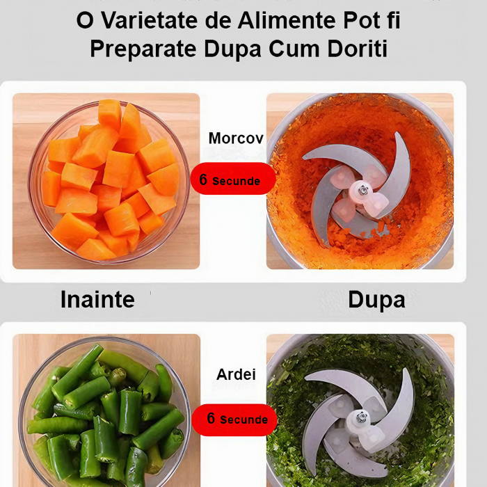 Tocator electric multifunctional VarioShop®, pentru Carne, Fructe si Legume, din inox de inalta calitate, cu 2 viteze si capacitate de 2 litri, 3 lame din otel inoxidabil si motor puternic 250W, argin [4]