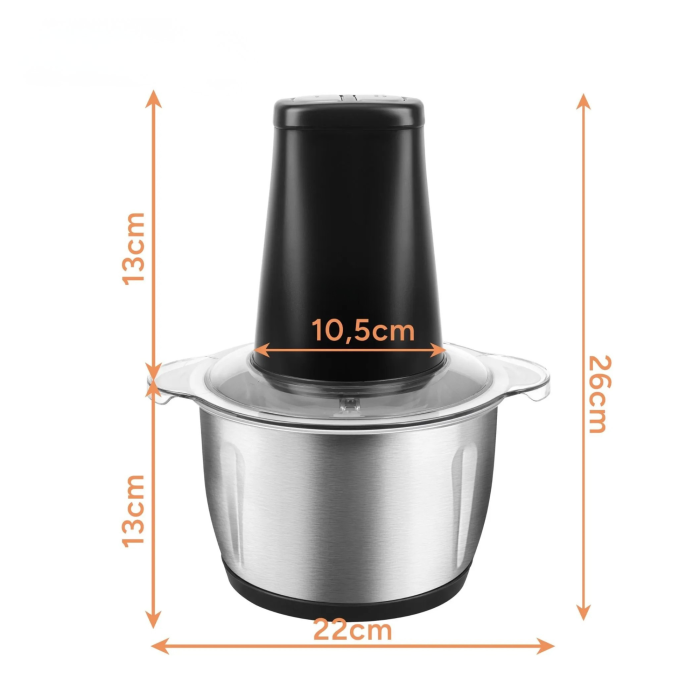 Tocator electric VarioShop®, 500W, bol 2L, 4 lame inox, 2 viteze, functie Pulse, protectie la pornire accidentala, pentru carne, legume, fructe si nuci [7]