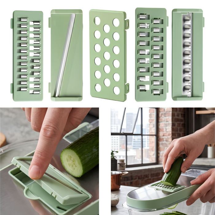 Tocator si razatoare multifunctionala VarioShop®, pentru legume si fructe, pregatire rapida, set 20 piese, 3 lame din otel inoxidabil [10]