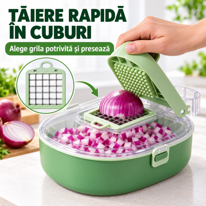 Tocator si razatoare multifunctionala VarioShop®, pentru legume si fructe, pregatire rapida, set 20 piese, 3 lame din otel inoxidabil [7]