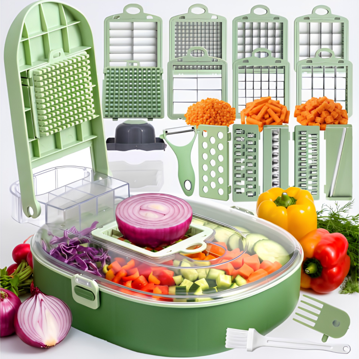 Tocator si razatoare multifunctionala VarioShop®, pentru legume si fructe, pregatire rapida, set 20 piese, 3 lame din otel inoxidabil [6]