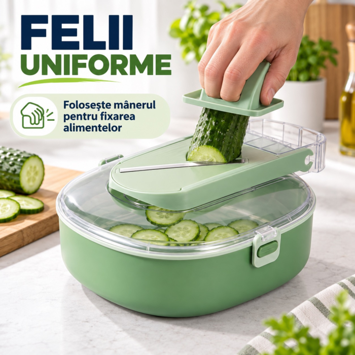 Tocator si razatoare multifunctionala VarioShop®, pentru legume si fructe, pregatire rapida, set 20 piese, 3 lame din otel inoxidabil [8]