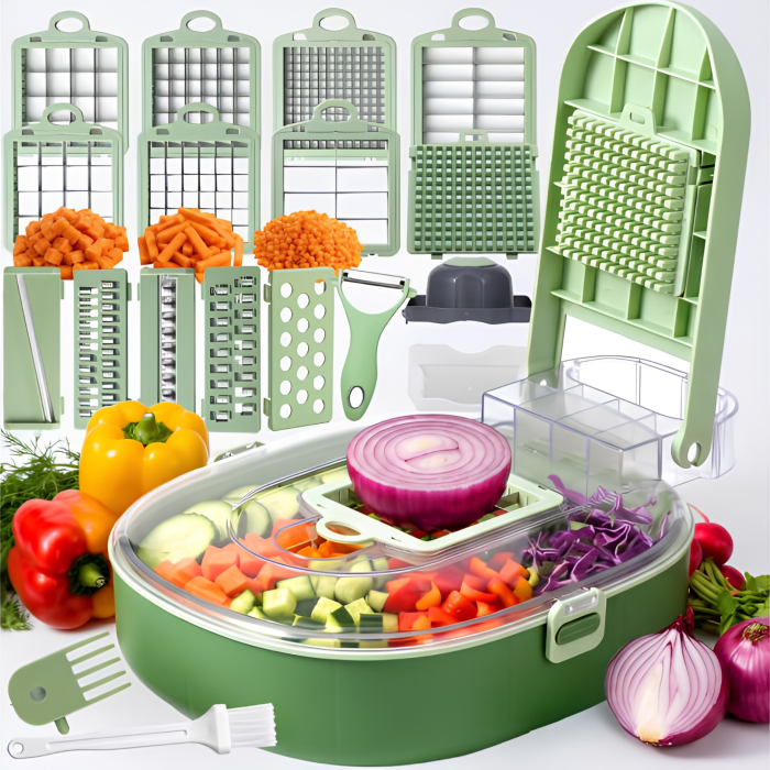 Tocator si razatoare multifunctionala VarioShop®, pentru legume si fructe, pregatire rapida, set 20 piese, 3 lame din otel inoxidabil [9]