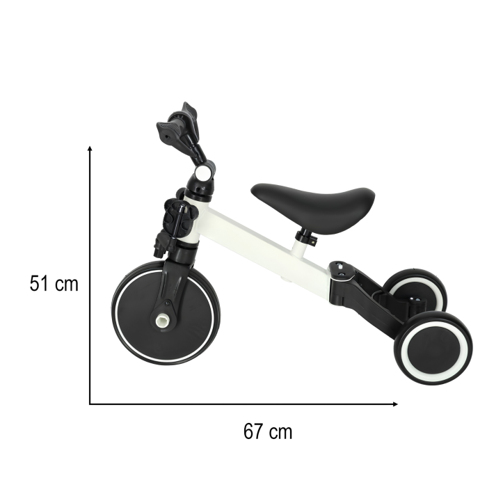 Tricicleta 3 in 1 pentru copii VarioShop®, mod bicicleta de echilibru, reglabila, cadru otel, roti spuma, 1.5-5 ani, sarcina maxima 30 kg, alb/negru [2]