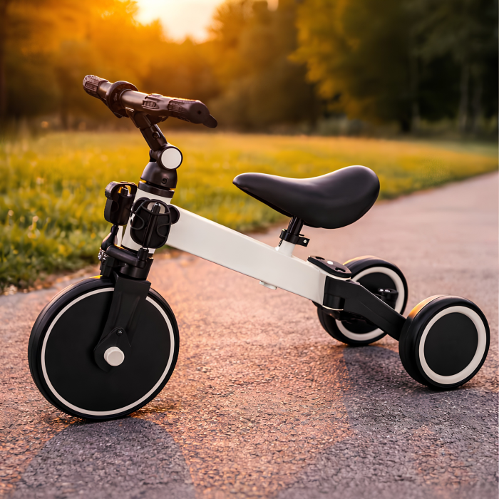 Tricicleta 3 in 1 pentru copii VarioShop®, mod bicicleta de echilibru, reglabila, cadru otel, roti spuma, 1.5-5 ani, sarcina maxima 30 kg, alb/negru [4]