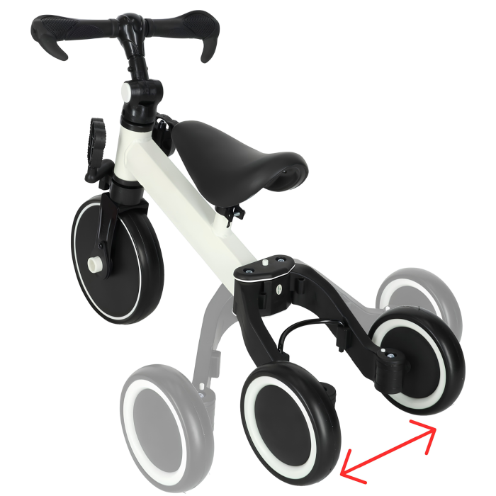 Tricicleta 3 in 1 pentru copii VarioShop®, mod bicicleta de echilibru, reglabila, cadru otel, roti spuma, 1.5-5 ani, sarcina maxima 30 kg, alb/negru [6]