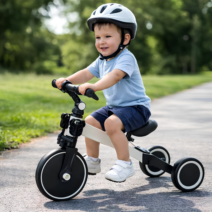 Tricicleta 3 in 1 pentru copii VarioShop®, mod bicicleta de echilibru, reglabila, cadru otel, roti spuma, 1.5-5 ani, sarcina maxima 30 kg, alb/negru [3]