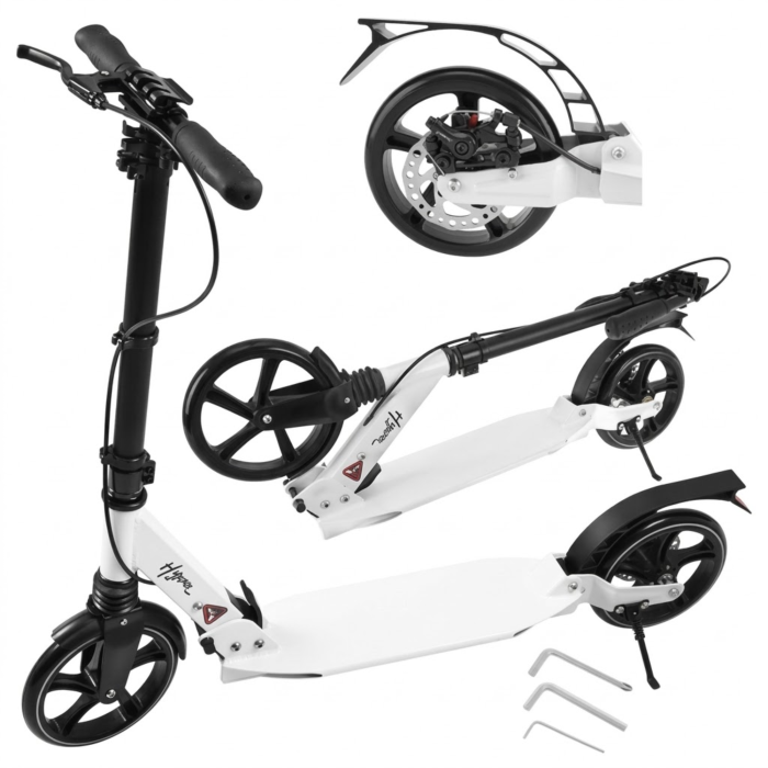 Trotineta pliabila pentru copii si adulti, roti 20 cm, suspensie, frana pe disc, suport parcare, ideala pentru oras si transport rapid [7]