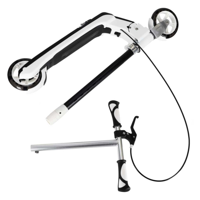 Trotineta pliabila VarioShop® pentru copii, roti LED, ghidon reglabil 81-94 cm, frana de mana si picior, max 100 kg, negru/alb [7]