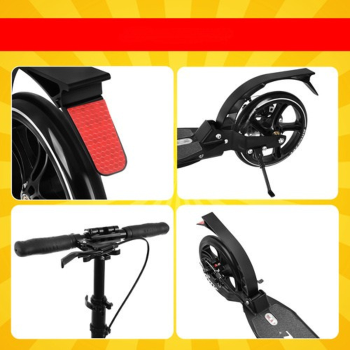 Trotineta pliabila VarioShop®, pentru copii si adulti, roti 20 cm, suspensie, frana pe disc, suport parcare, pentru oras si transport rapid, negru [4]