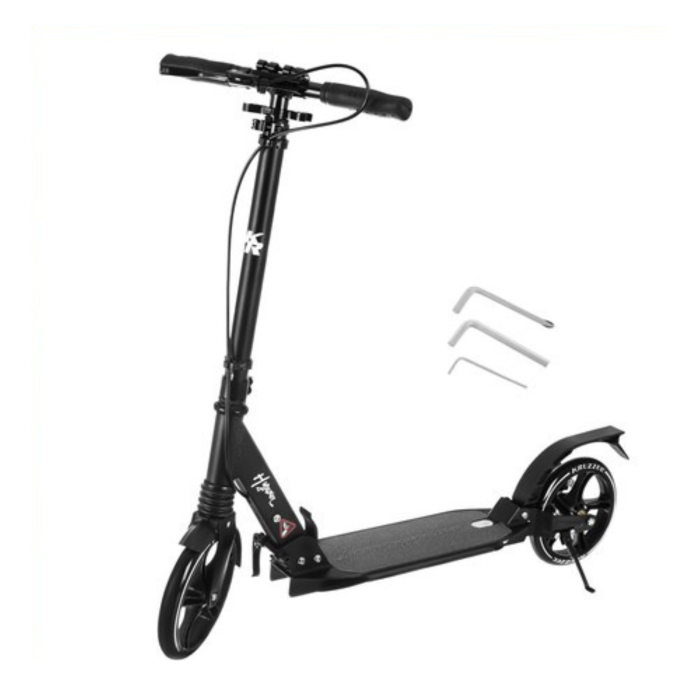 Trotineta pliabila VarioShop®, pentru copii si adulti, roti 20 cm, suspensie, frana pe disc, suport parcare, pentru oras si transport rapid, negru [9]