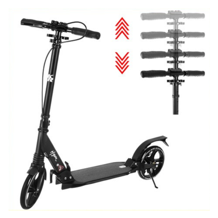 Trotineta pliabila VarioShop®, pentru copii si adulti, roti 20 cm, suspensie, frana pe disc, suport parcare, pentru oras si transport rapid, negru [7]