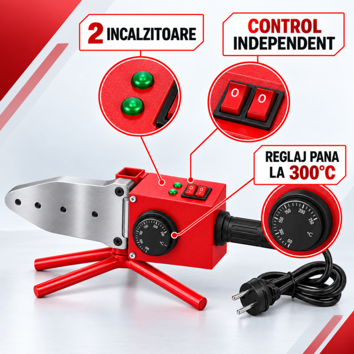 Trusa de lipit tevi VarioShop®, pentru PVC/PP, 2720W, 7 matrite 16-63 mm, temperatura 0-300°C, valiza metalica [3]