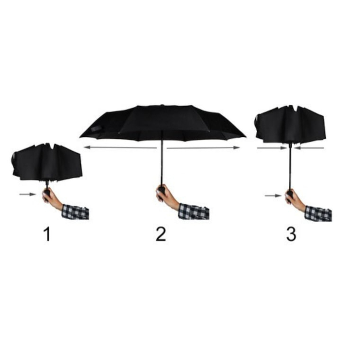Umbrela automata mare VarioShop®, rezistenta la vant, cu husa, deschidere si inchidere automat, compacta, 108 cm, negru [9]